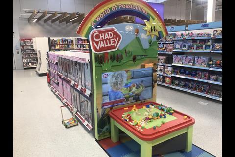 Argos' Chad Valley brand is also prominent, with videos on loop showcasing their toy proposition.